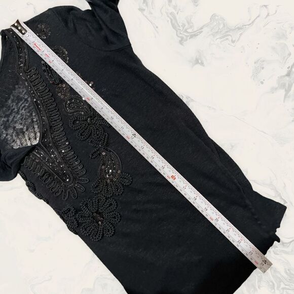 Black Embroidered Tunic- Size Small- Black - Picture 7 of 7